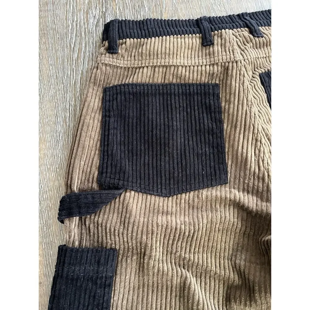 TEDDY‎ FRESH Men’s Corduroy Shorts Black Brown Pockets Sz 28 Perfect Condition